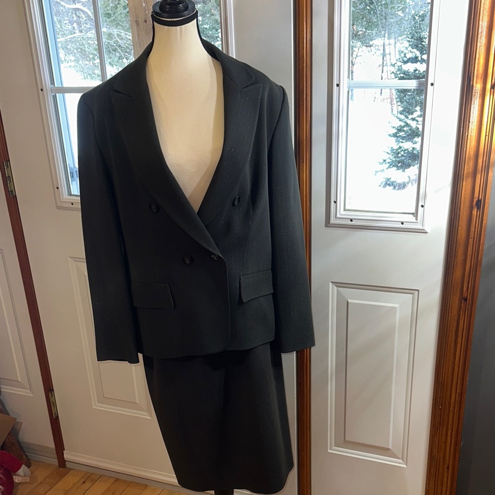 Jean Paul Charcoal Double-Breasted Blazer and Skirt Set